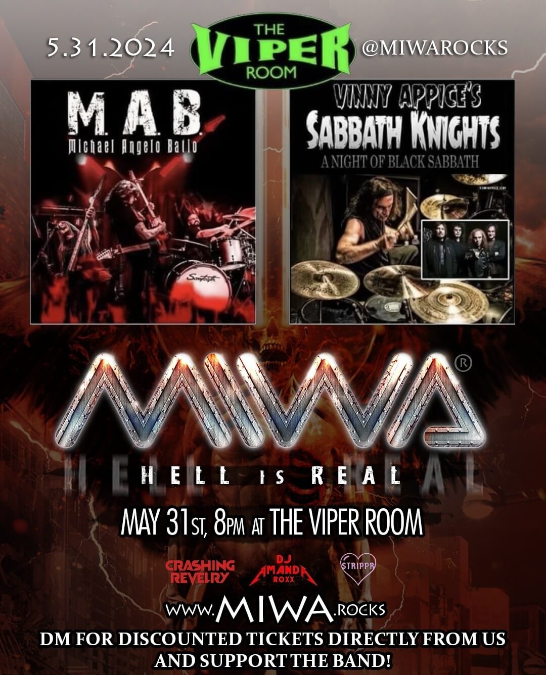 MIWA - Viper Room - Michael Angelo Batio - Vinny Appice's Sabbath Knights - MIWAROCKS - HEAVY METAL